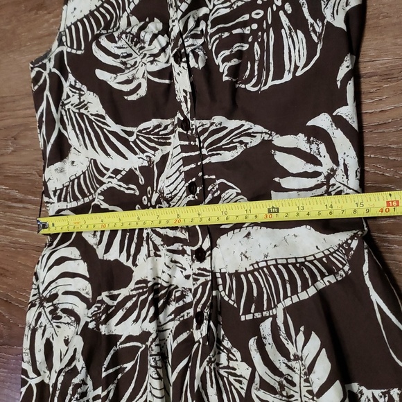(M) IZ Byer Palm Print Lightweight Sleeveless Fit & Flare Assymetrical Midi - Picture 6 of 8